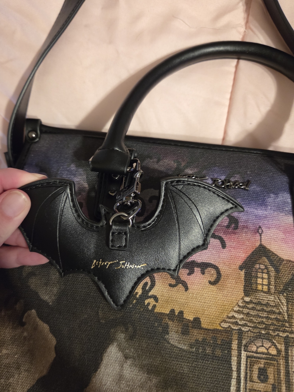 Betsey Johnson Black Haunted House Satchel - Picture 3 of 10